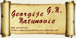 Georgije Matunović vizit kartica